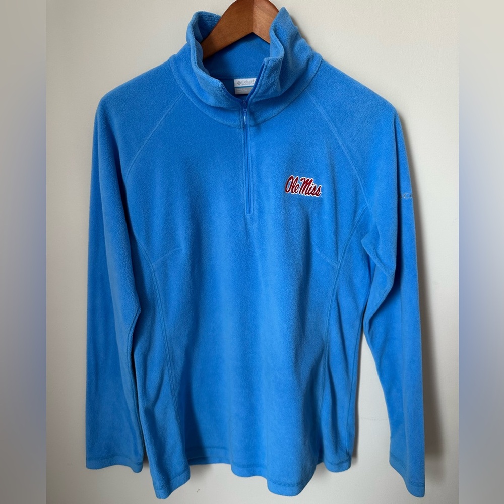 Columbia Ole Miss fleece zip up jacket light blue. Size large.